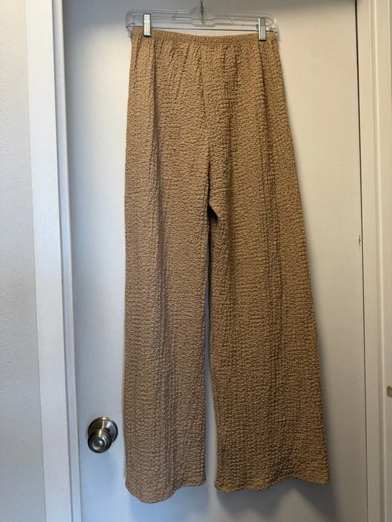 See You Monday Wide Leg Textured Pants in Tan - Picture 5 of 5